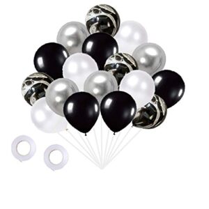 Black Agate Pearl White Metallic Silver Black Latex Balloons Party Set(50pcs) Birthday Wedding Baby Shower Party Decorations