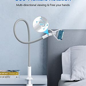 andobil Gooseneck Phone Holder for Bed & Desk [40in Flexible & Sturdy Arm] 360 Adjustable Clamp Clip, Overhead Mount Stand Bedside Phone Holder for iPhone 14 13 Pro Max 12 11 Samsung S23 S22 S21 etc