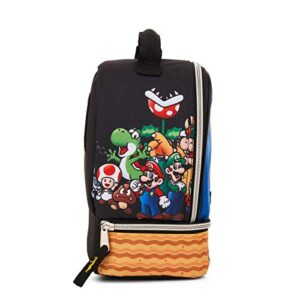 PVC Free Insulated Large Dual Compartments Zippered Mario & Friends Gamer Lunch Box Bag