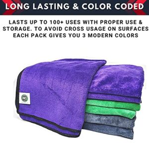 Microfiber Towels PAKS 16" x 24" Large Absorbant Microfiber Chamois - Premium Pack of 3 XL Towels - Detailing Towels Car Wash Rags, Scratch-Free, Lint-Free, XL Drying Towels for Cars, Home, Windows