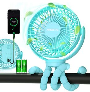 portable stroller fan, use as power bank, 65h 12000mah battery operated fan flexible tripod baby car seat fan, personal mini handheld/desk/small clip on fans for stroller, carseat, beach, bed, camping