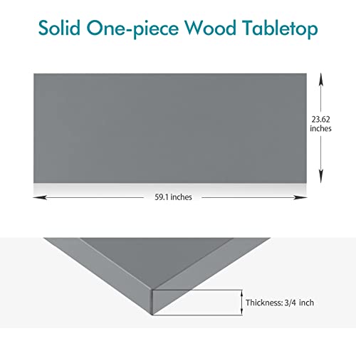 Kaboon 60x24 Wood Table Top,One Piece Wood Desktop for Sit Stand Desk,Rectangular Tabletop, Laminate Countertop, Reversible Tabletop,Double Desk,Laundry Folding Table, L-Desk(23.62" D x 59.1" W,Grey)