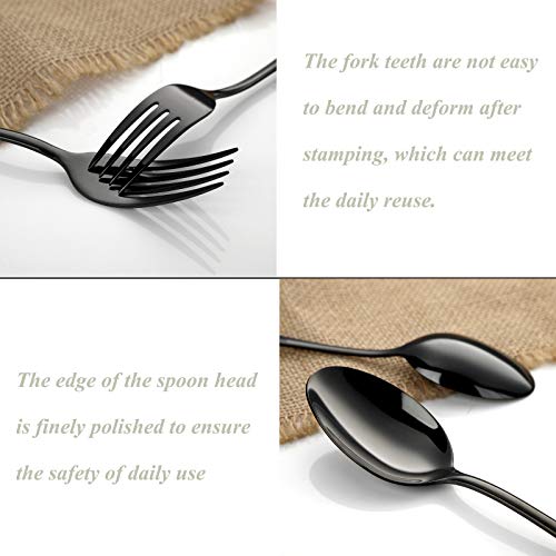 Black Silverware Set 20 Piece, Stainless Steel Flatware Set for 4, Cutlery Utensils Set Include Knives/Forks/Spoons Service for 4, Mirror Polished and Dishwasher Safe