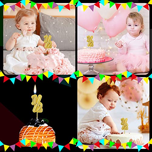 BBTO Half Birthday Candle Half 1/2 Year Old Cake Topper for Baby's Half Year Old Birthday Anniversary Celebration Party Decorations (Gold)