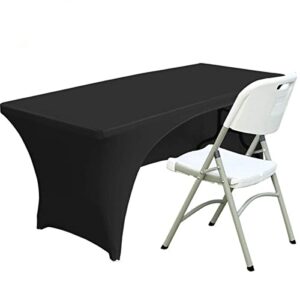 fhberni spandex table cover 4 ft. fitted polyester tablecloth stretch table cover table topper open back - black