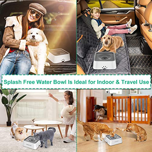 URPOWER 2L Water Bowl, 70oz Large Capacity No Spill Dog Bowl with Eco-Friendly Material, Slow Water Feeder / Dispenser Vehicle Carried Travel for Cats & Pets