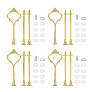 quluxe 4 sets 3 tier crown ＆ sunflower cake stand fruit cake plate handle fitting hardware rod stand holder with stylus for diy making cupcake serving stand decoration- gold
