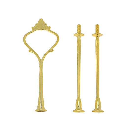 Quluxe 4 Sets 3 Tier Crown ＆ Sunflower Cake Stand Fruit Cake Plate Handle Fitting Hardware Rod Stand Holder with Stylus for DIY Making Cupcake Serving Stand Decoration- Gold