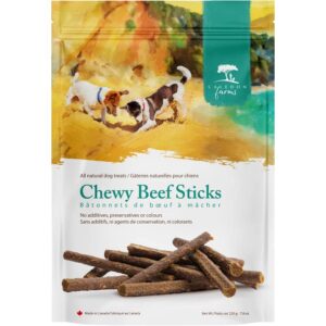 caledon farms chewy beef sticks dog treats: 220g/7.8oz