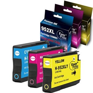 easyprint (3x pack) compatible ink cartridge replacement for 952 xl 952xl (lastest version chips) used for hp officejet pro 8710 8720 7740 8740 7720 8210 8216 8725 8702, (cyan/magenta/yellow)