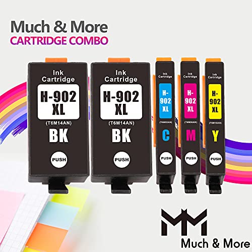 MM MUCH & MORE Compatible Ink Cartridge Replacement for HP 902 XL 902XL for Officejet Pro 6968 6970 6975 6978 6960 6951 6954 6956 6958 6962 6950 Printer (2 Black, Cyan, Magenta, Yellow) 5-Pack