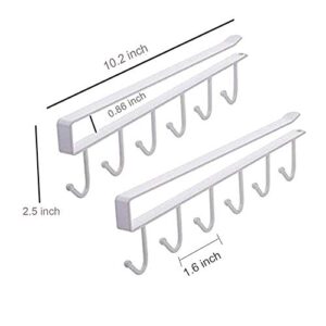 EigPluy 2pcs Mug Hooks Under Cabinet,Nail Free Adhesive Coffee Cups Holder Hanger for Cups/Kitchen Utensils/Ties Belts/Scarf (White)