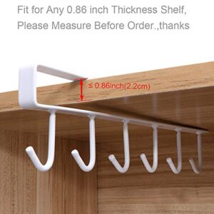 EigPluy 2pcs Mug Hooks Under Cabinet,Nail Free Adhesive Coffee Cups Holder Hanger for Cups/Kitchen Utensils/Ties Belts/Scarf (White)