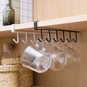EigPluy 2pcs Mug Hooks Under Cabinet,Nail Free Adhesive Coffee Cups Holder Hanger for Cups/Kitchen Utensils/Ties Belts/Scarf (White)