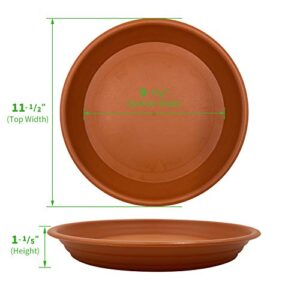 Jantens Plant Saucers - 4 Pack of 12 inch - Durable Thicker Plastic Plant Tray Flower Pot Saucers for Outdoors Indoors Flower Pots and Planters, Terracotta