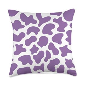 custom army designs purple cow print animal pattern cute for girls, women throw pillow, 18x18, multicolor
