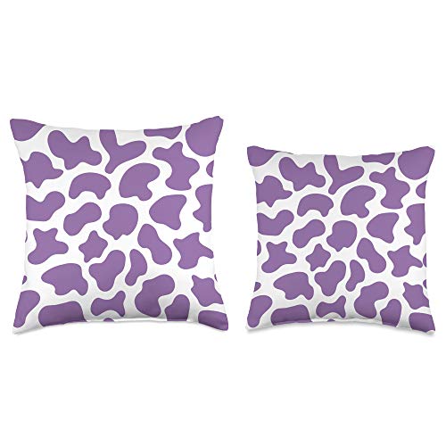 Custom Army Designs Purple Cow Print Animal Pattern Cute for Girls, Women Throw Pillow, 18x18, Multicolor
