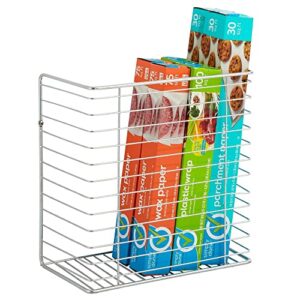 mdesign metal wire wall mounted shelf for kitchen pantry - mountable hanging organization vegetable baskets for kitchen wall - hold produce, towels, bread, mail, concerto collection - chrome