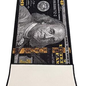 HUAHOO Black Money Rugs 100 Dollar Bill Area Rug Door Mat Runner for Living Room Bedroom Indoor Outdoor Rug (18" x 43")