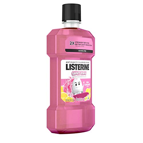 Listerine Smart Rinse Kids Fluoride Anticavity Mouthwash, Pink Lemonade Flavor, 500 mL (Pack of 2)