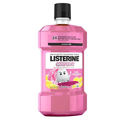 Listerine Smart Rinse Kids Fluoride Anticavity Mouthwash, Pink Lemonade Flavor, 500 mL (Pack of 2)