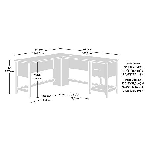 Sauder Summit Station L-Desk, L: 58.66" x W: 66.46" x H: 29.02", Laurel Oak finish