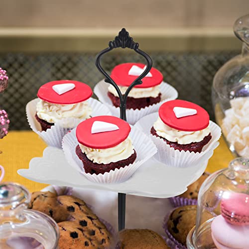 Lucky Will 3 Tier Cupcake Stand Plastic Tiered Tray Dessert Cakes Snacks Display Tower Tray for Halloween Wedding Birthday Party Tea Party (Black New Crown,Square)