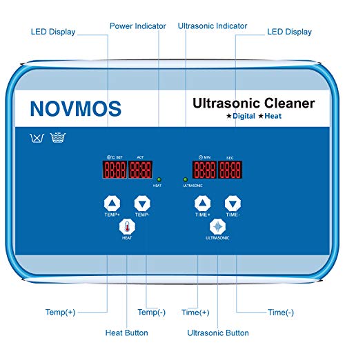 Ultrasonic Cleaner - NOVMOS 2L ultrasonic Jewelry Cleaner,ultrasonic Parts Cleaner,Sonic Cleaner with Digital Timer and Heater for Cleaning Denture,Jewelry,Carburetor,Lab,Dental Tool,Eyeglasses