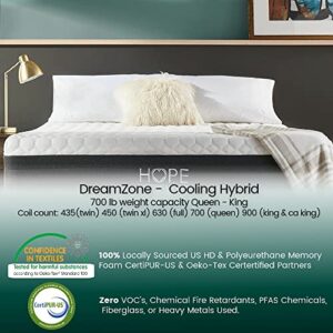 12" DreamZone Cooling Hybrid, Ultra-High Density Gel Memory Foam, Breathable, Okeo-Tex & CertiPUR US Certified Materials/Bed in A Box/Full-Size Mattress by Hope