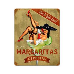 retro vintage metal plaque sign pin up girl margarita especial tin sign for home bar kitchen pub wall decor signs 12x8inch