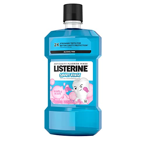 Listerine Smart Rinse Kids Fluoride Anticavity Mouthwash, Bubble Blast Flavor, 500 mL (Pack of 2)