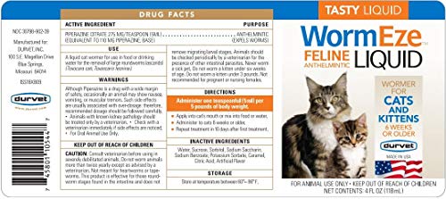 Durvet Wormeze Feline Liquid Wormer for Cats & Kittens 4oz.…