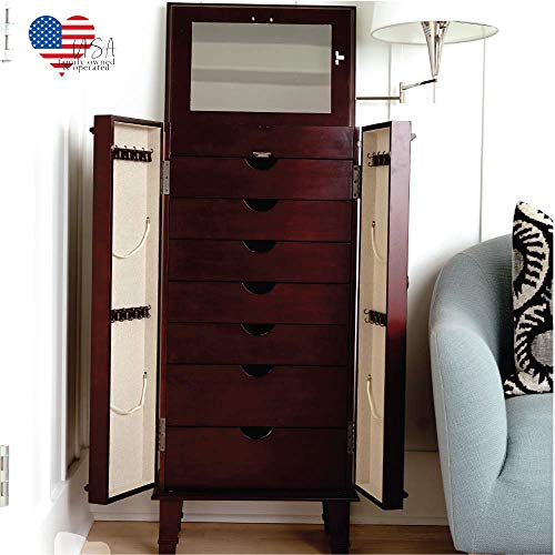 Hives and Honey Cabby Fully Locking Jewelry Cabinet, CHERRY