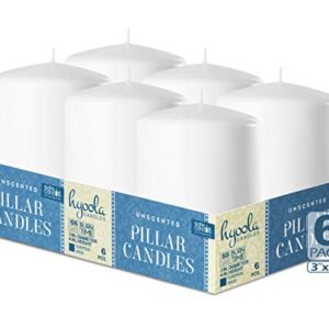 Hyoola White Pillar Candles 3x4 Inch - Unscented Pillar Candles - 6-Pack - European Made