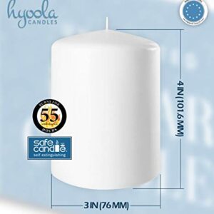 Hyoola White Pillar Candles 3x4 Inch - Unscented Pillar Candles - 6-Pack - European Made
