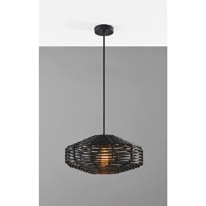 Adesso 5240-01 Kingston Pendant Light, 7 in, 60W, Black Rattan, 1 Hanging Light