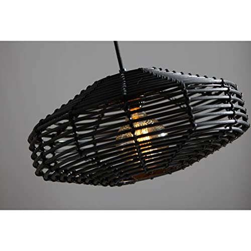 Adesso 5240-01 Kingston Pendant Light, 7 in, 60W, Black Rattan, 1 Hanging Light