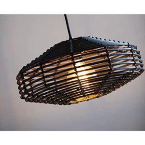 Adesso 5240-01 Kingston Pendant Light, 7 in, 60W, Black Rattan, 1 Hanging Light