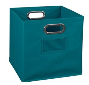 cheer home storage foldable fabric cube storage bin- teal