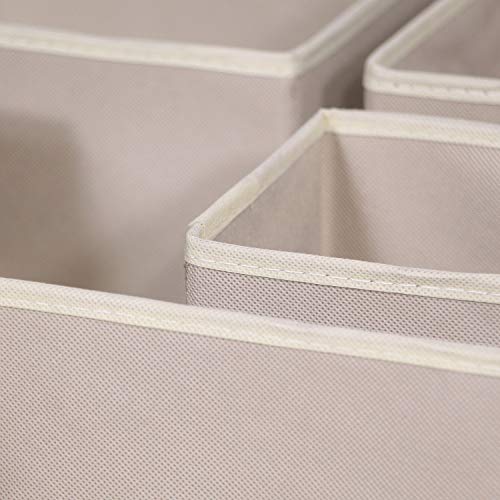 DIOMMELL 9 Pack Foldable Cloth Storage Box Closet Dresser Drawer Organizer Fabric Baskets Bins Containers Divider for Baby Clothes Underwear Bras Socks Lingerie Clothing,Beige 333