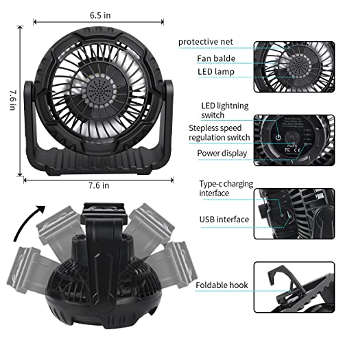 isightguard Floor Fan High Velocity Industrial Fan with hook, Rechargeable Floor Fan for Garage, Camping, Gym, Indoor