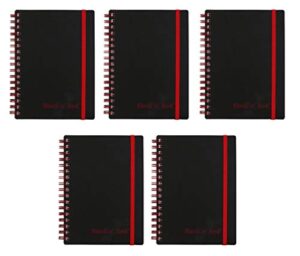 black n' red twin wire poly cover notebook, 3-5/8" x 5-7/8" sheet size, black/red, 70 ruled sheets, sold as 5 pack (f67010)