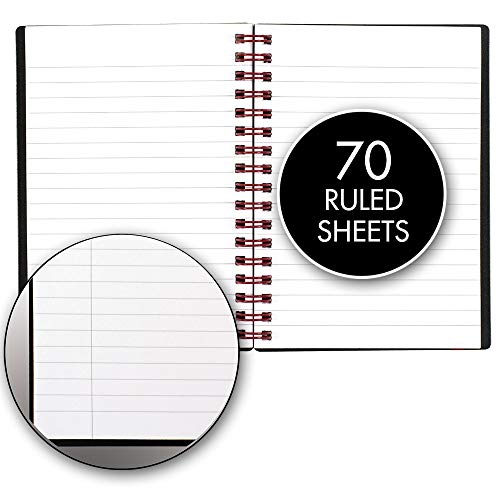 Black n' Red Twin Wire Poly Cover Notebook, 3-5/8" x 5-7/8" Sheet Size, Black/Red, 70 Ruled Sheets, Sold as 5 Pack (F67010)