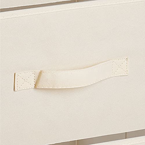 mDesign 21.65" High Steel Frame/Wood Top Storage Dresser Furniture Unit with 5 Removable Fabric Drawers - Wide Bureau Organizer for Bedroom, Living Room, Closet - Jane Collection, Cream/White