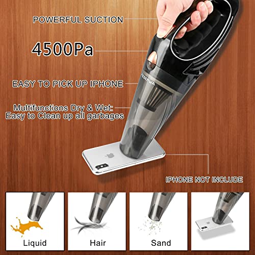 Reserwa [5th Gen] 12V 106W Car 4500PA Much Stronger Suction Potable Handheld Auto Vacuum Cleaner with 16.4FT(5M) Power Cord, Carrying Bag, Cleaning Brush (Black)