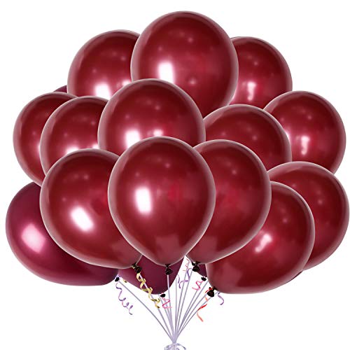 100pcs 12" Burgundy Latex Balloons Wine Red Pearl Balloons Decorations Great for Birthday Bachelorette Party Supplies Decorations