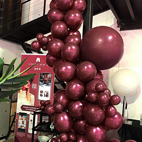 100pcs 12" Burgundy Latex Balloons Wine Red Pearl Balloons Decorations Great for Birthday Bachelorette Party Supplies Decorations