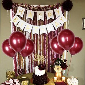 100pcs 12" Burgundy Latex Balloons Wine Red Pearl Balloons Decorations Great for Birthday Bachelorette Party Supplies Decorations