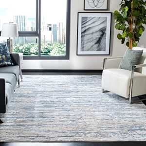 safavieh amelia collection area rug - 8' x 10', ivory & blue, modern abstract design, non-shedding & easy care, ideal for high traffic areas in living room, bedroom (ala768a)