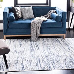 SAFAVIEH Amelia Collection Area Rug - 8' x 10', Ivory & Blue, Modern Abstract Design, Non-Shedding & Easy Care, Ideal for High Traffic Areas in Living Room, Bedroom (ALA768A)